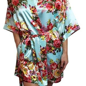 Women's Floral Satin Kimono Robe